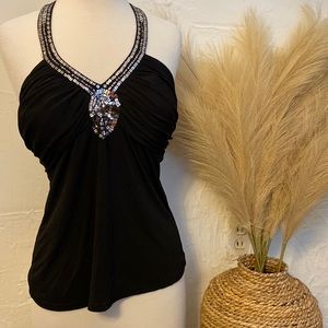 Spence black sequin halter top M